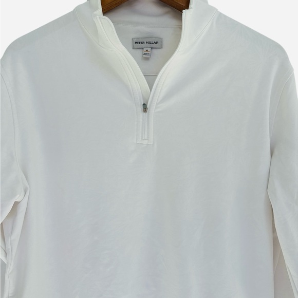 Peter Millar Men’s White 1/4 Zipper Golf Pullover Long Sleeve Shirt - Picture 3 of 6